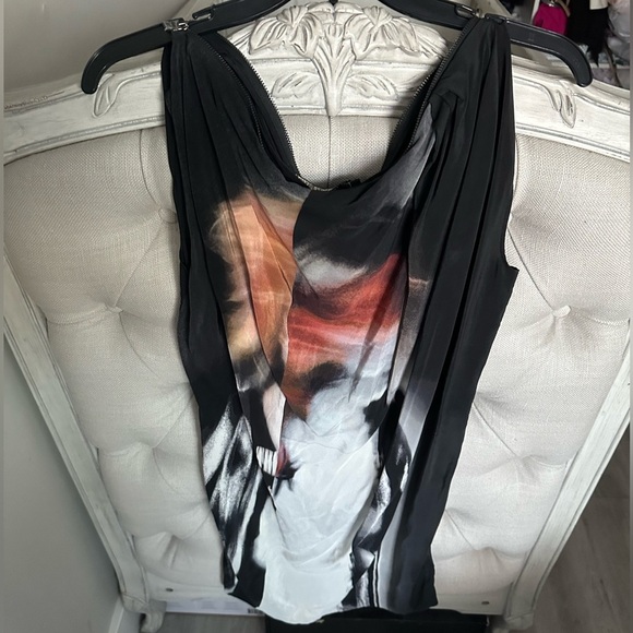 All Saints Black and Multicolor Abstract 100% Silk Printed in Italy Dress - Picture 1 of 3